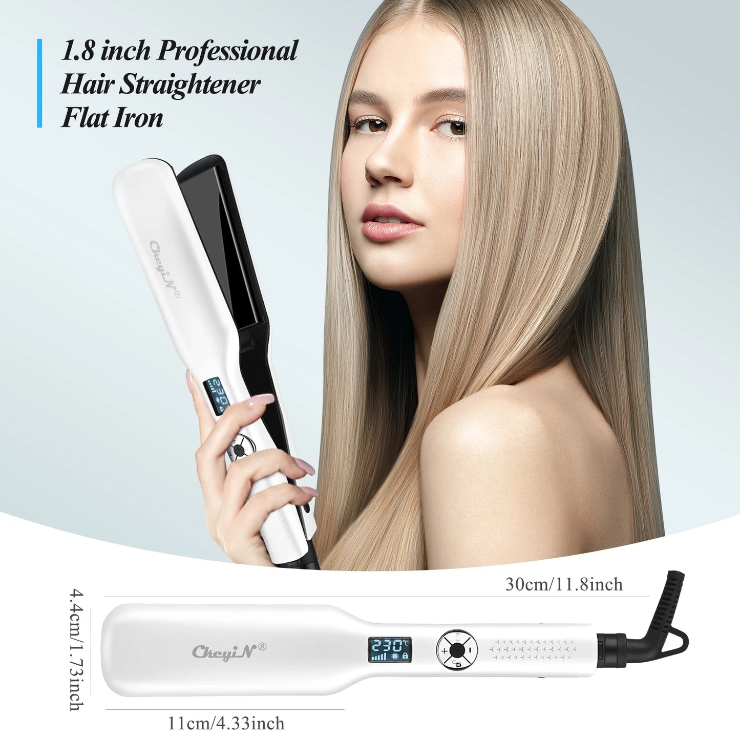 CKEYIN 44mm Tourmaline Ceramic Hair Straightener