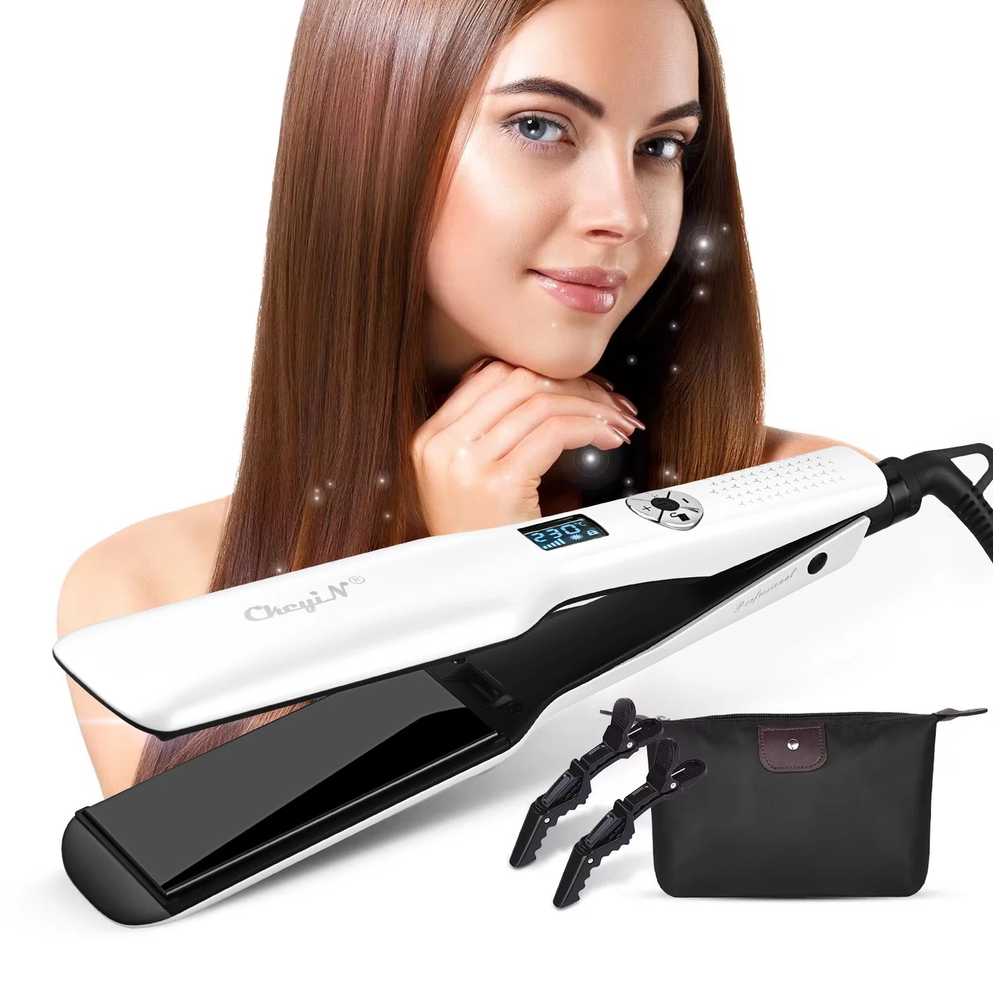 CKEYIN 44mm Tourmaline Ceramic Hair Straightener